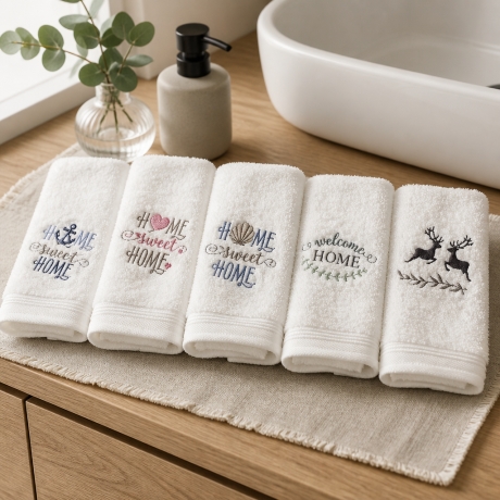 Bestickte Gästehandtücher personalisiert  Home Sweet Home Anker
