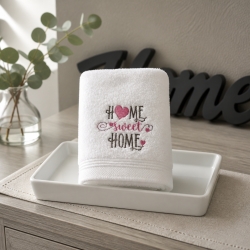 Bestickte Gästehandtücher personalisiert  Home Sweet Home Herz
