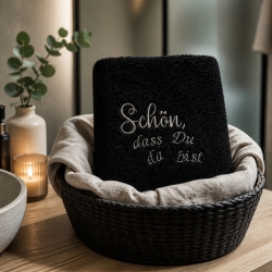 Bestickte Gästehandtücher  schwarz - schön, dass du…