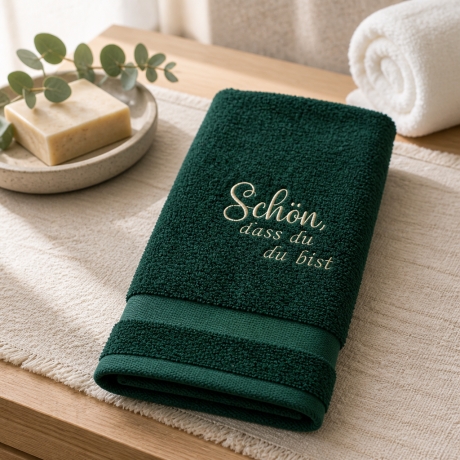 Bestickte Gästehandtücher personalisiert  grün - schön, dass du..