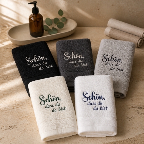 Bestickte Gästehandtücher altrose  - schön, dass du…