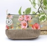 Universal-/Kosmetiktasche Blumen Rosa Grün Braun Handmade Unikat