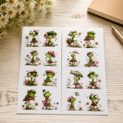 16 RUB Ons Sticker,  randlose Sticker -  Verrückte Frösche 