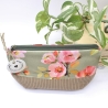 Universal-/Kosmetiktasche Blumen Rosa Grün Braun Handmade Unikat