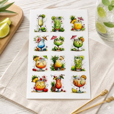 12 RUB Ons Sticker,  randlose Sticker -  leckere Cocktails 2