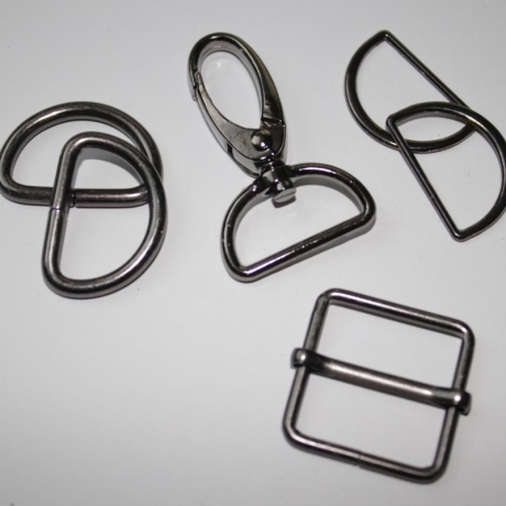 D-Ring 25 mm schwarz-silber 2 Stück 3,5 mm Stärke D-Ringe