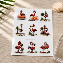 9 RUB Ons Sticker,  randlose Sticker -  lustige Flamingos 2