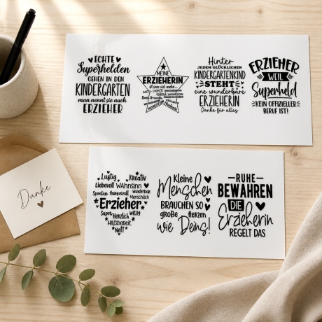 7 RUB Ons Sticker,  randlose Sticker -  Super Erzieher ….