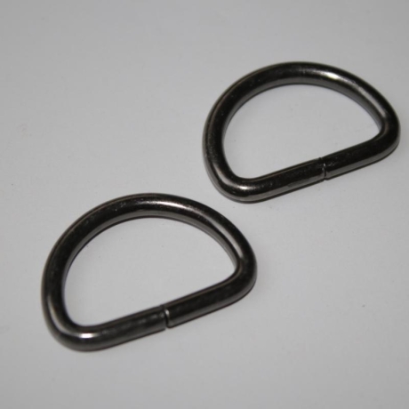 D-Ring 25 mm schwarz-silber 2 Stück 3,5 mm Stärke D-Ringe