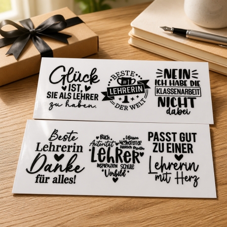 6 RUB Ons Sticker,  randlose Sticker -  Super Lehrer/in 1 ….