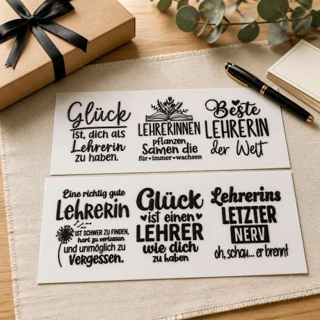 6 RUB Ons Sticker,  randlose Sticker -  Super Lehrer/in 2 ….