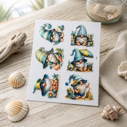 6 RUB Ons Sticker,  randlose Sticker - niedliche Wichtel