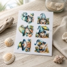 6 RUB Ons Sticker,  randlose Sticker - niedliche Wichtel
