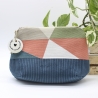 Universal-/Kosmetiktasche gemustert Petrol Handmade Unikat