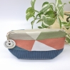 Universal-/Kosmetiktasche gemustert Petrol Handmade Unikat