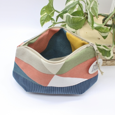 Universal-/Kosmetiktasche gemustert Petrol Handmade Unikat
