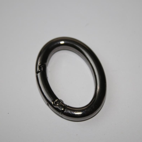 Karabiner schwarz-silber ovale Form Ellipse Oval-Ring KLEIN