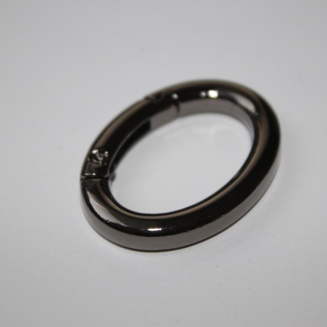 Karabiner schwarz-silber ovale Form Ellipse Oval-Ring KLEIN