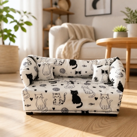 Deko-Sofa KosmetikboxSofa TaschentücherboxSofa - Katzen sch/weiß