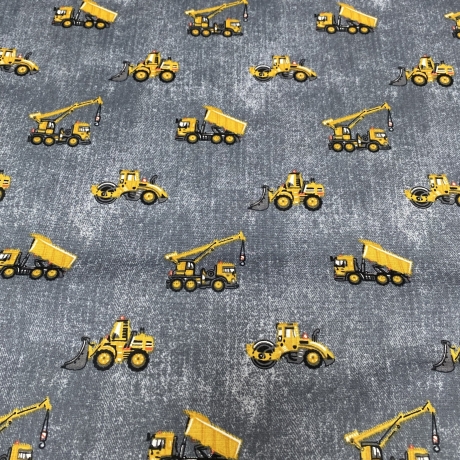 Baumwolle Druck Popeline | Bagger|Baustelle|Öko Tex 100 | Poplin 