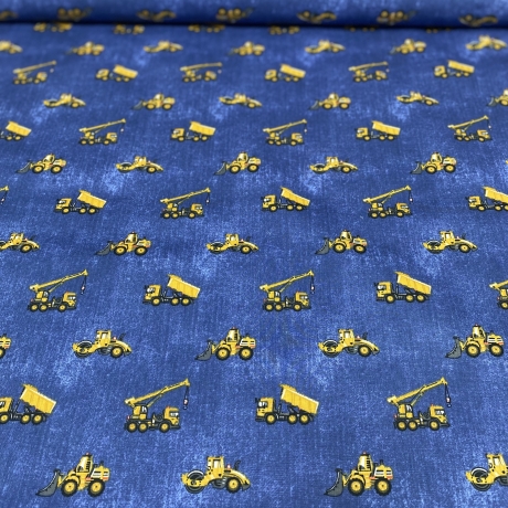 Baumwolle Druck Popeline | Bagger|Baustelle|Öko Tex 100 | Poplin 
