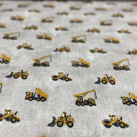 Baumwolle Druck Popeline | Bagger|Baustelle|Öko Tex 100 | Poplin 
