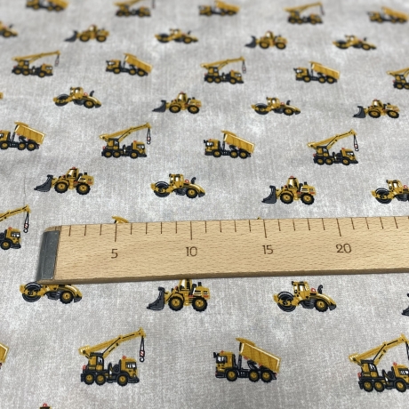 Baumwolle Druck Popeline | Bagger|Baustelle|Öko Tex 100 | Poplin 