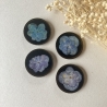 4 dekorative Vintage Magnete mit gepressten Blumen (C-Ware)