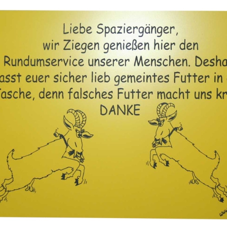 Schild Ziegen füttern verboten 1 groß - Gravurschild