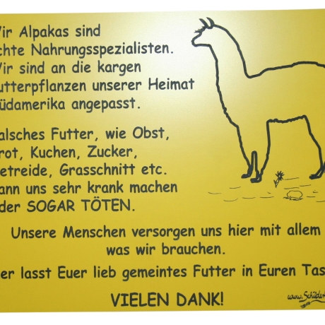 Alpakaschild füttern verboten No. 1 - 20x30 cm - Gravurschild