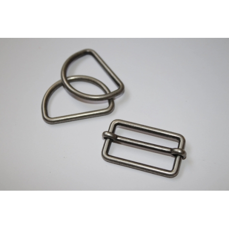 SET 30 mm altsilber Schieber + D-Ringe D-Ring Union LE