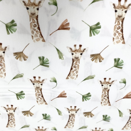 Baumwolle Druck Popeline bemustert Tiere Giraffe