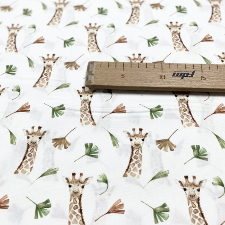 Baumwolle Druck Popeline bemustert Tiere Giraffe
