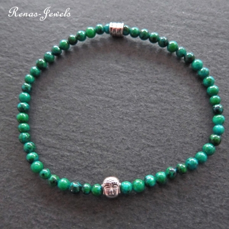 Herren Armband Chrysokoll Perlen synthetisch grün Buddha Männer