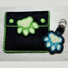 Stickdatei Täschchen Set Pfote mit Appli 8 Größen plus Anhänger 