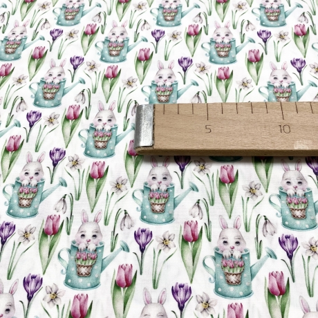 Baumwolle Druck Popeline bemustert Tiere Waldtiere Hase