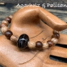 Handgefertigte Tierhaarperle mit Armband aus Naturholzperlen