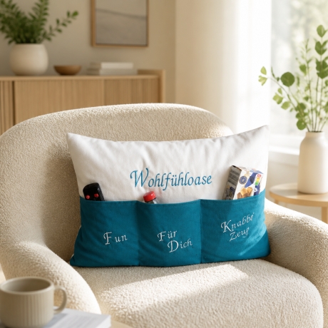 Kissen mit Taschen , DekoKissen, Geschenkidee - Wohlfühloase