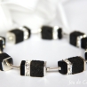 Lava-Armband (elastisch) mit Edelstahl- und Strass-Elementen