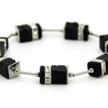 Lava-Armband (elastisch) mit Edelstahl- und Strass-Elementen