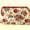 Schminktäschchen Etui Rosen beige weinrot 21x13 cm