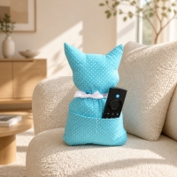 KatzenKissen mit Taschen,DekoKissen,Geschenkidee - Türkis