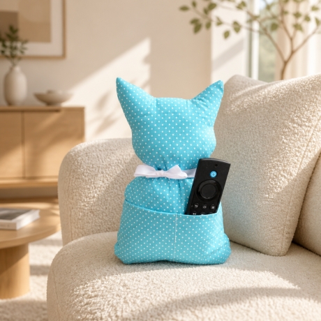 KatzenKissen mit Taschen,DekoKissen,Geschenkidee - Türkis
