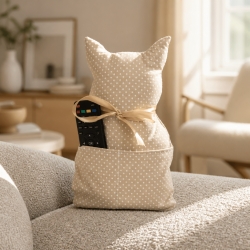 KatzenKissen mit Taschen,DekoKissen,Geschenkidee - beige