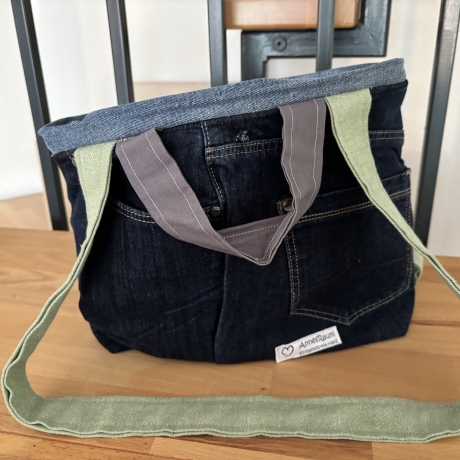 Handtasche aus Jeans Hosenteil ( Upcycling) - 12 - 