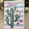 Karte - Dream - großer Kaktus - rosa Blüten 