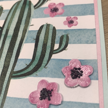 Karte - Dream - großer Kaktus - rosa Blüten 