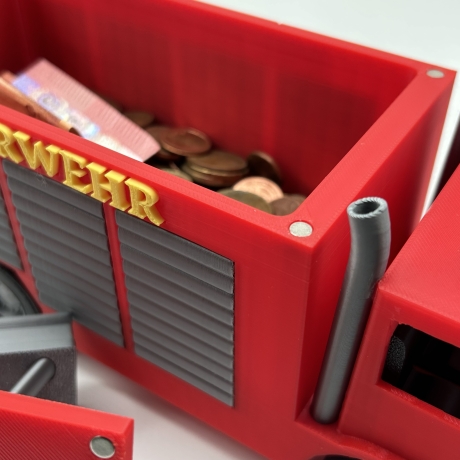 Feuerwehr Spardose mit Namen personalisiert für Kinder