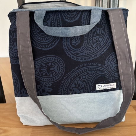 Einzigartige Handtasche aus Jeans und Baumwolle 18 upcycling