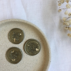 3 Wachssiegel Brief-Siegel • Olivenzweig • oliv grün gold